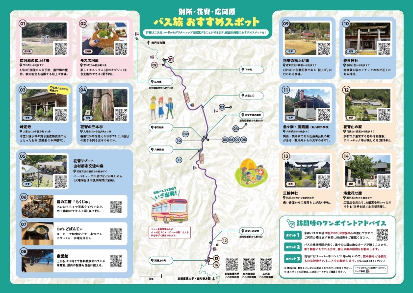 左京区北部山間地域（別所・花脊・広河原） バス旅MAP
