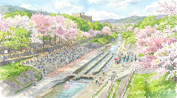 「春のせせらぎコンサート」・「小畑川夜桜ライトアップ」（西京区制50周年・洛西ニュータウンまちびらき50周年記念事業）